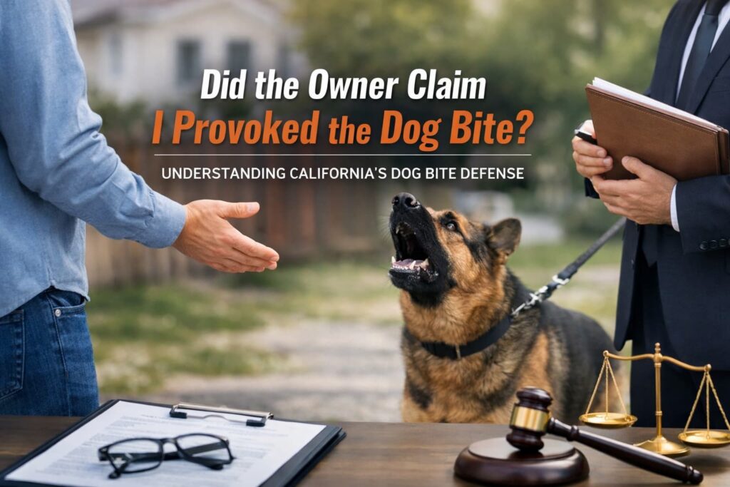 Orange County dog bite case with owner claiming provocation during controlled dog interaction scene