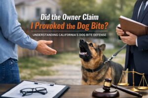 Orange County dog bite case with owner claiming provocation during controlled dog interaction scene